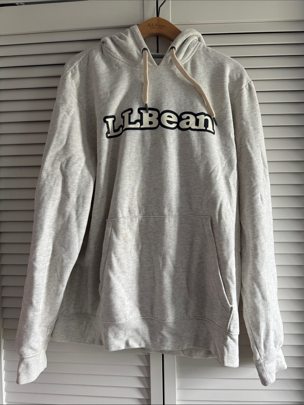 L.L. Bean Light Gray Pullover Hoodie with Logo